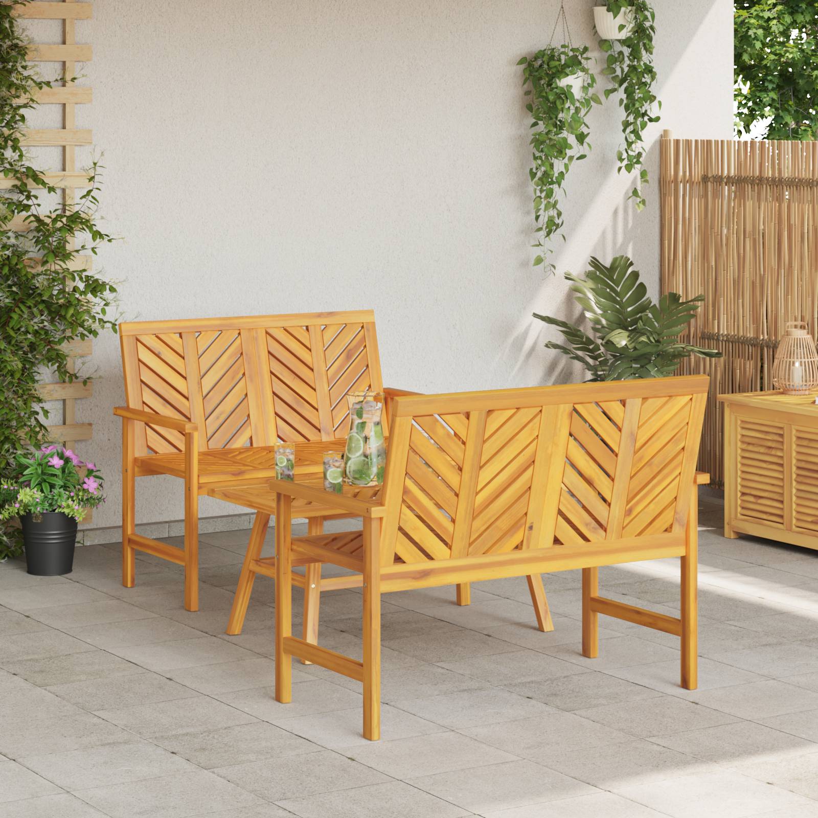 vidaXL 3-teiliges Garten-Lounge-Set Massives Holz Akazie