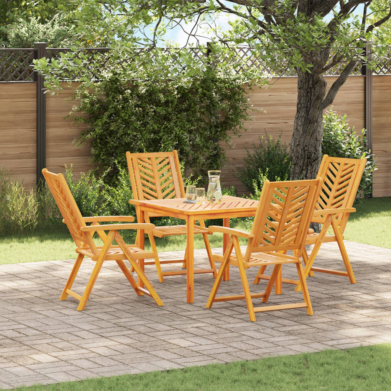 vidaXL Gartenstühle 4 Stk. Verstellbar Massivholz Akazie
