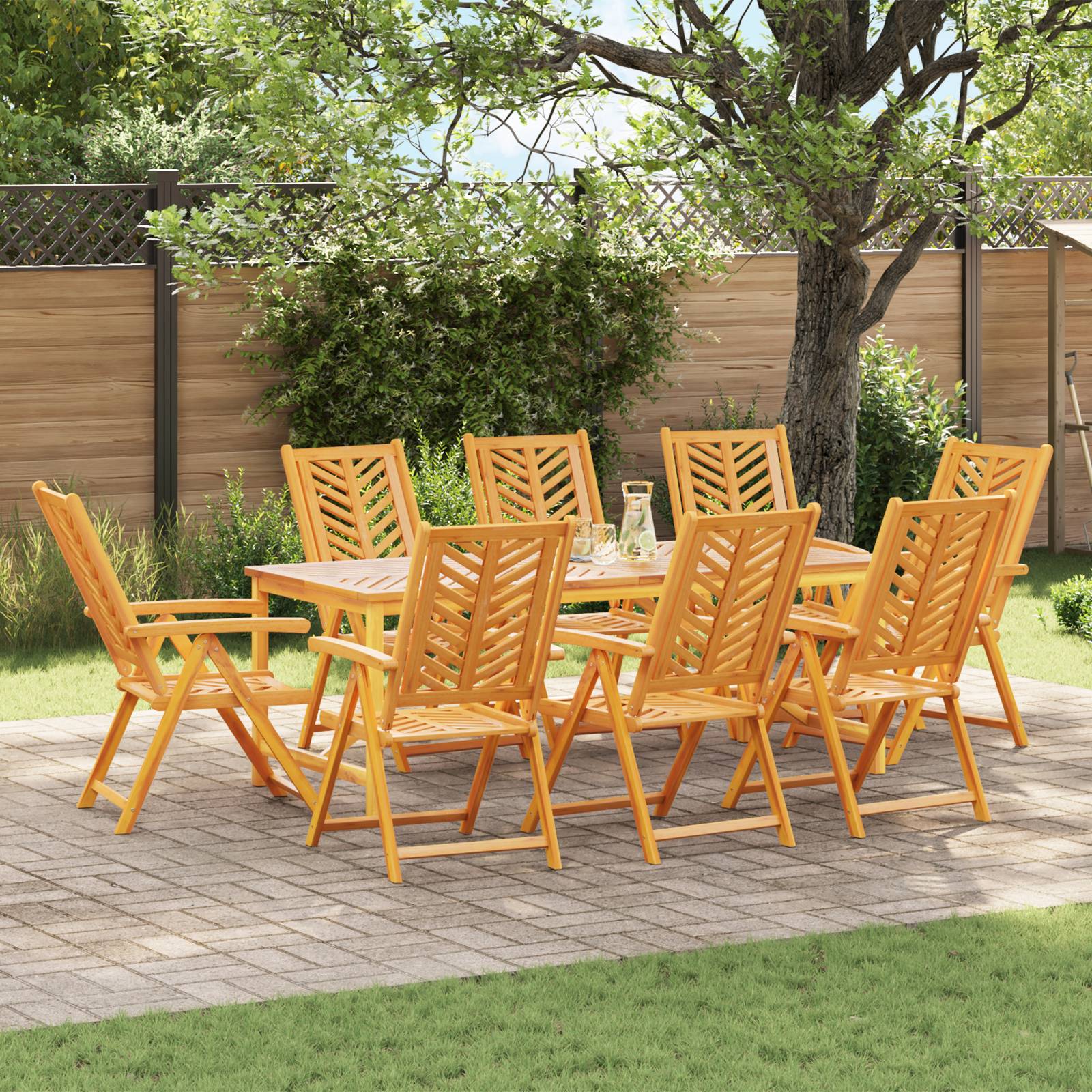 vidaXL Gartenstühle 8 Stk. Verstellbar Massivholz Akazie