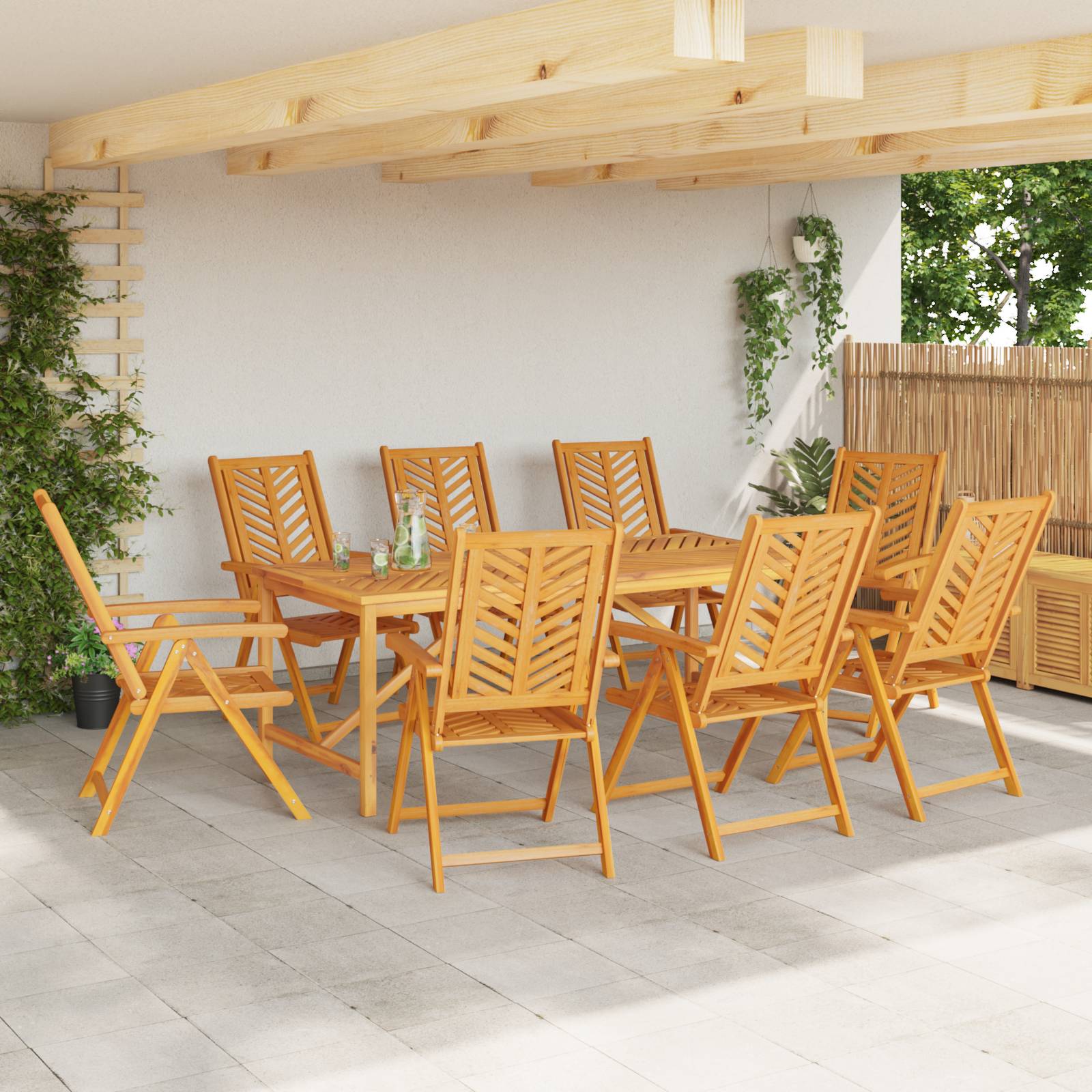 vidaXL Gartenstühle 8 Stk. Verstellbar Massivholz Akazie