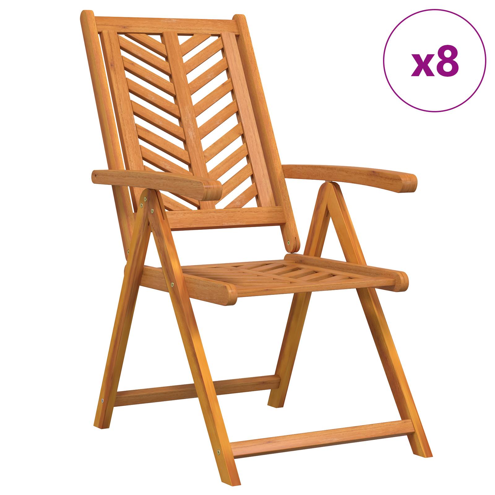 vidaXL Gartenstühle 8 Stk. Verstellbar Massivholz Akazie