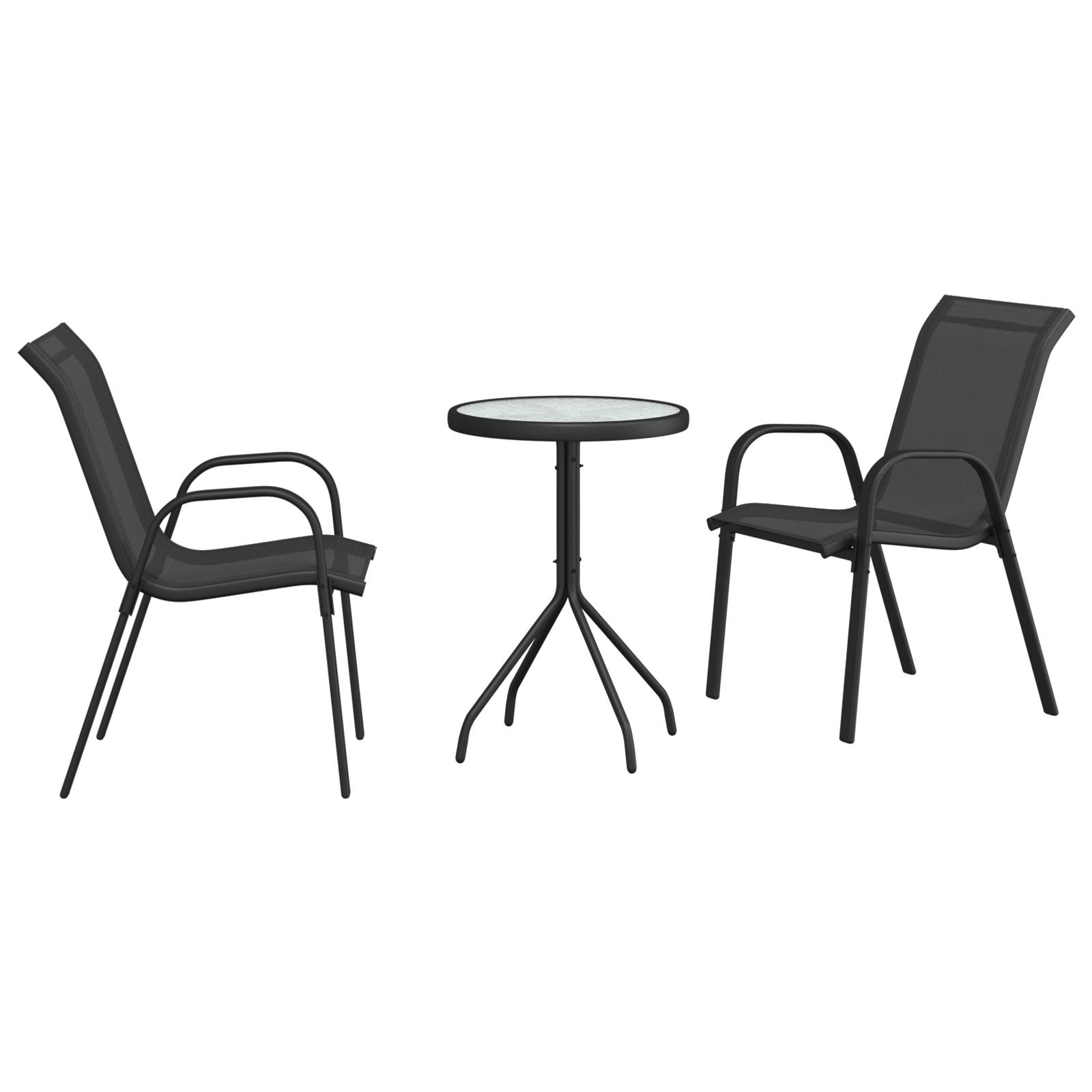 vidaXL 3-teiliges Garten Bistro Set Schwarz Textilene und Stahl