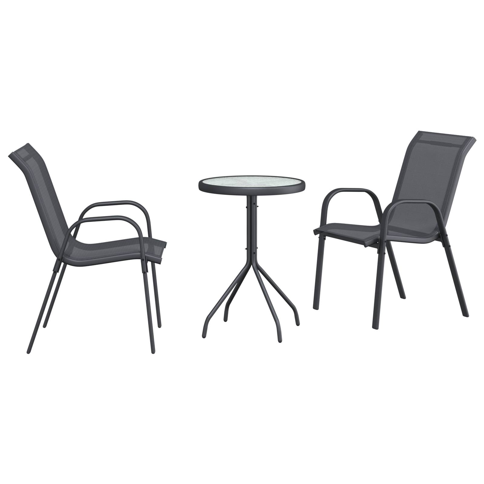 vidaXL 3-teiliges Garten Bistro-Set Anthrazit Textilene und Stahl