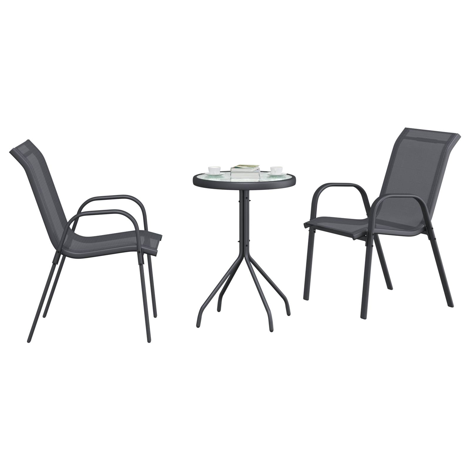 vidaXL 3-teiliges Garten Bistro-Set Anthrazit Textilene und Stahl