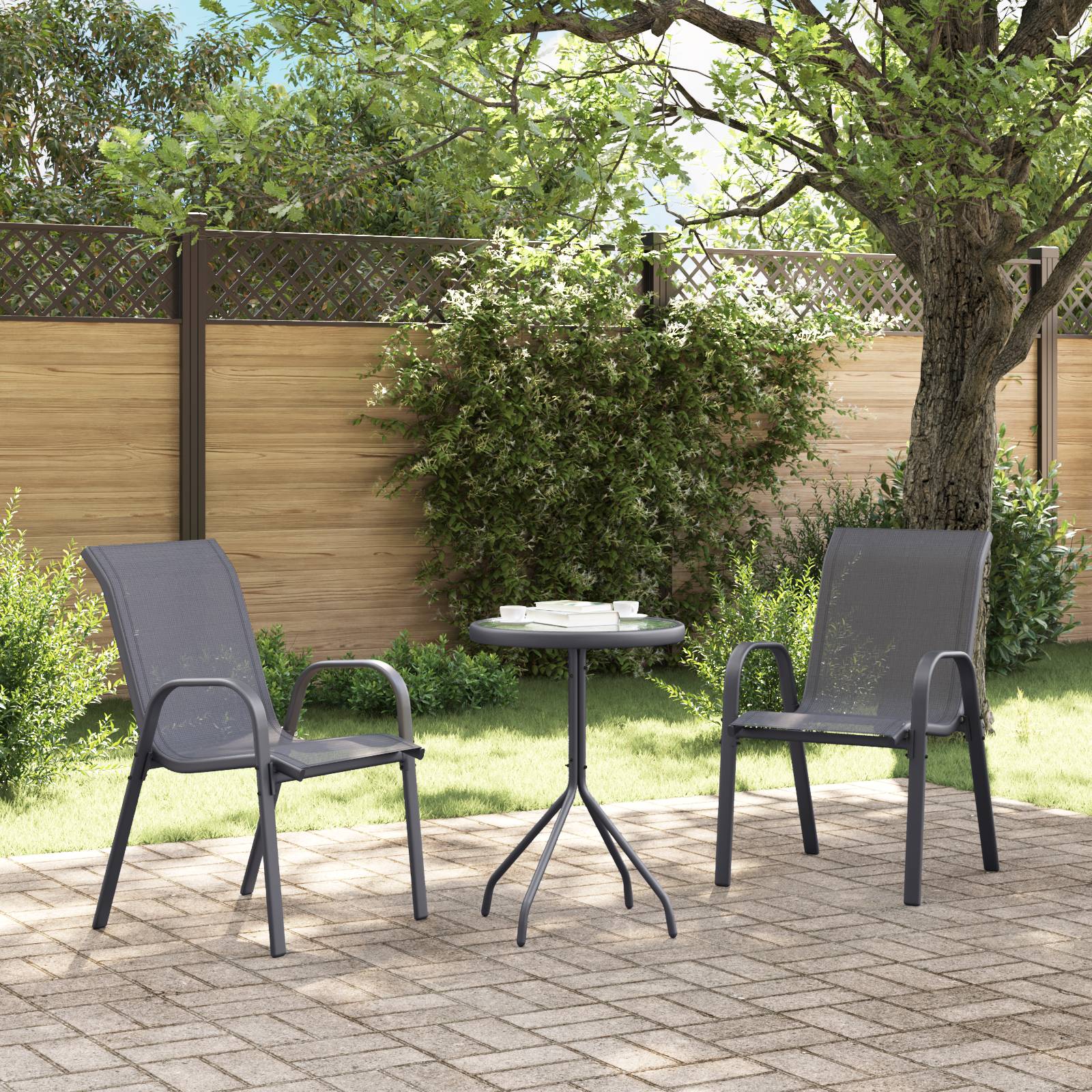 vidaXL 3-teiliges Garten Bistro-Set Anthrazit Textilene und Stahl