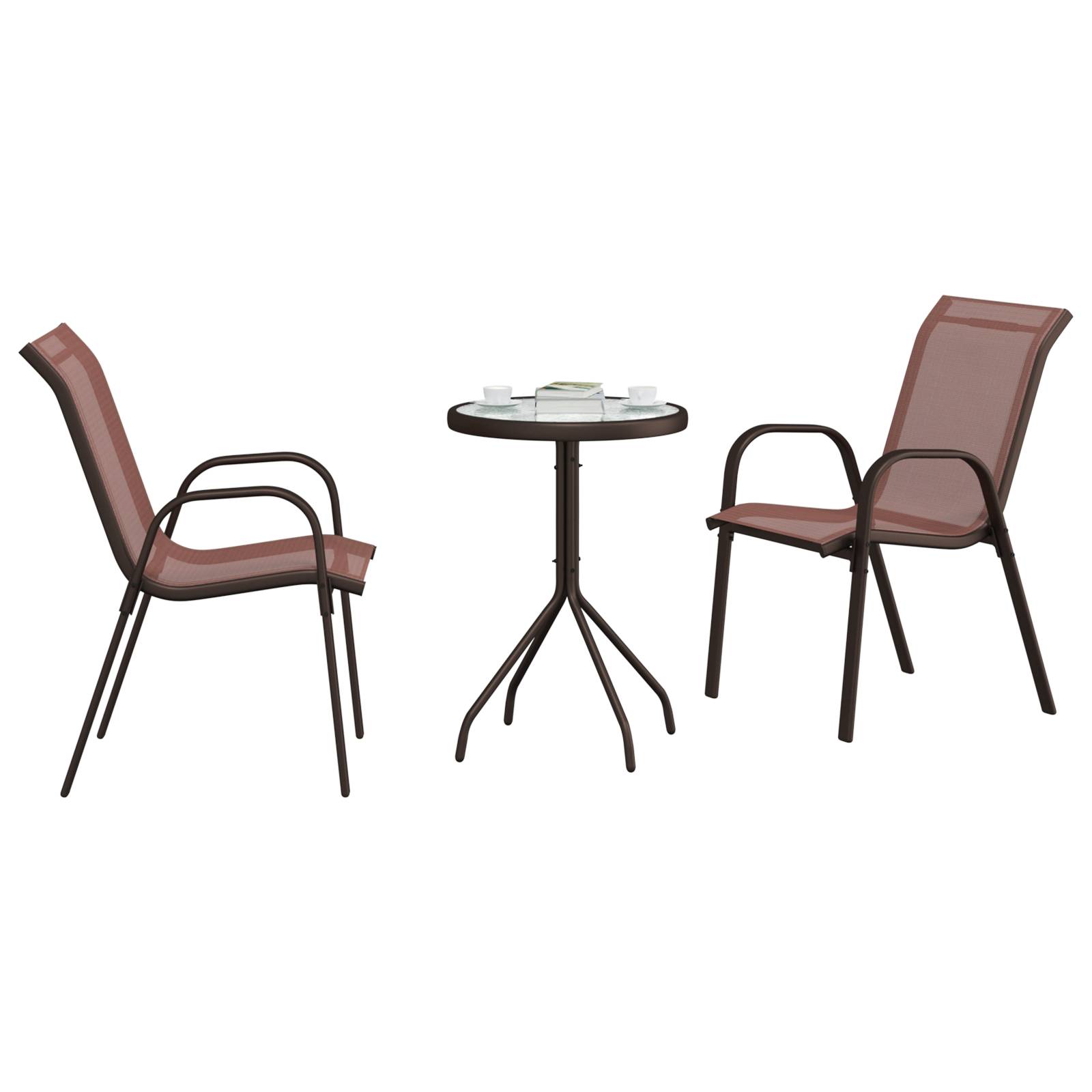 vidaXL 3-teiliges Garten Bistro Set Braun Textilene und Stahl