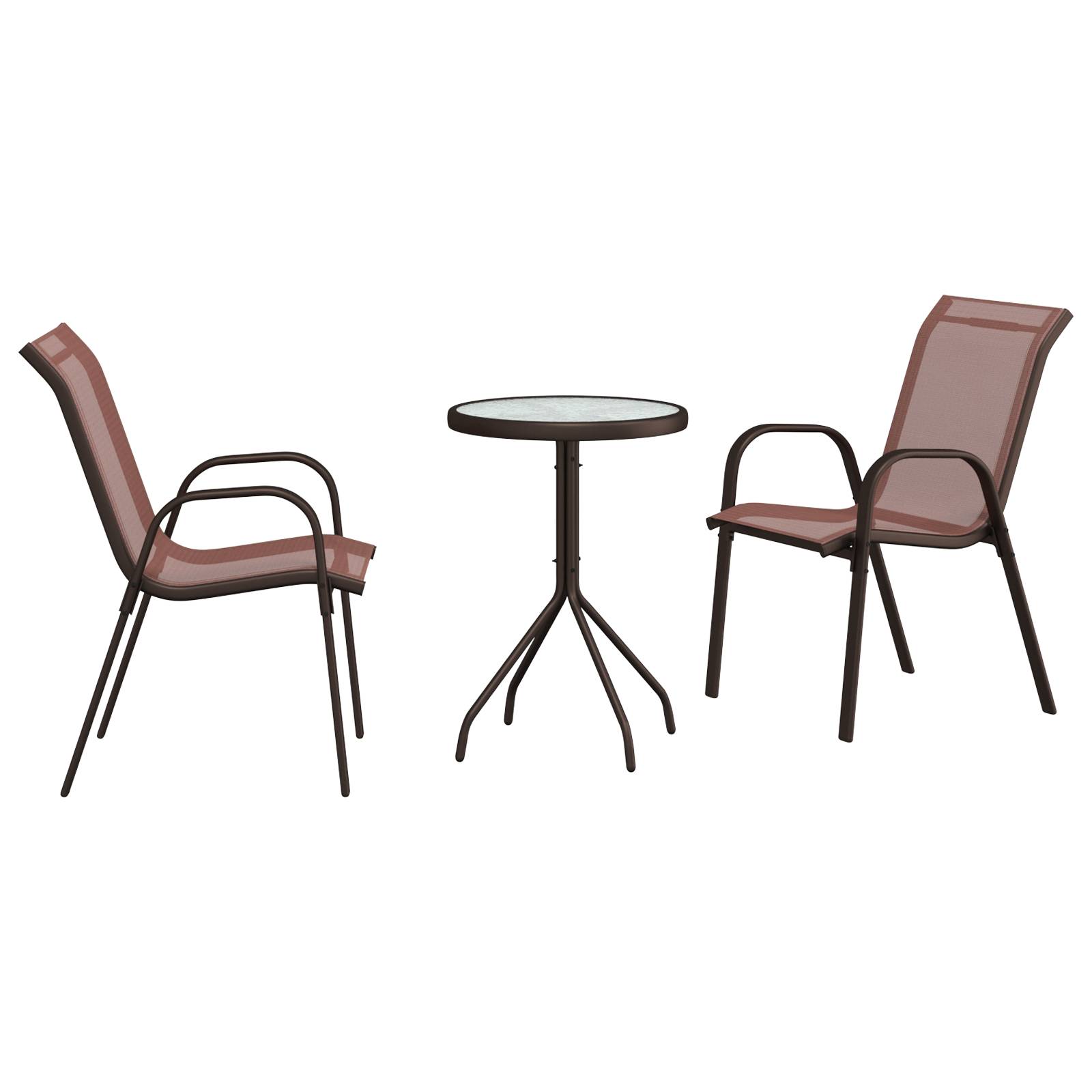 vidaXL 3-teiliges Garten Bistro Set Braun Textilene und Stahl