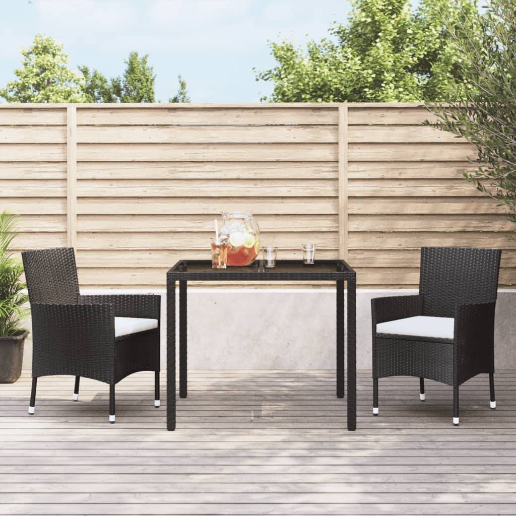 vidaXL Gartenstühle mit Kissen 2 Stk. Schwarz Poly Rattan (nur UK/IE/FI/NO)