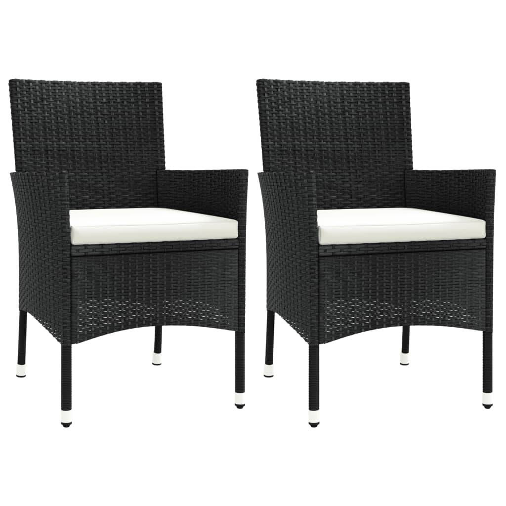 vidaXL Gartenstühle mit Kissen 2 Stk. Schwarz Poly Rattan (nur UK/IE/FI/NO)