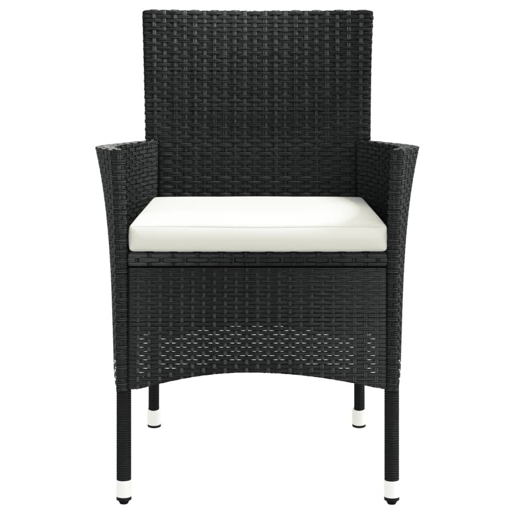 vidaXL Gartenstühle mit Kissen 2 Stk. Schwarz Poly Rattan (nur UK/IE/FI/NO)