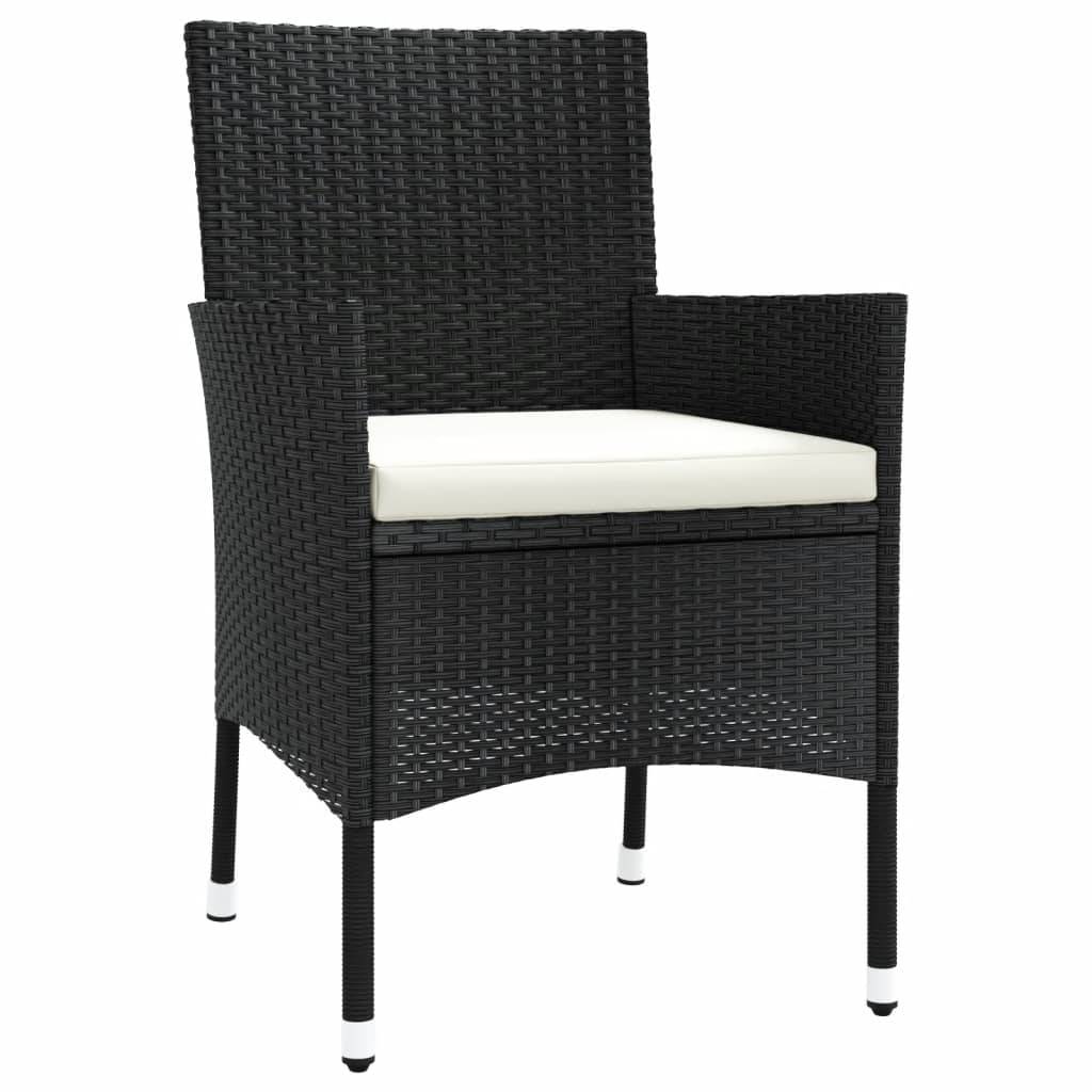 vidaXL Gartenstühle mit Kissen 2 Stk. Schwarz Poly Rattan (nur UK/IE/FI/NO)