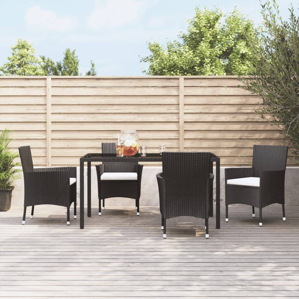 vidaXL Gartenstühle mit Kissen 4 Stk. Schwarz Poly Rattan (nur UK/IE/FI/NO)