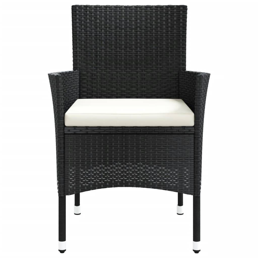 vidaXL Gartenstühle mit Kissen 4 Stk. Schwarz Poly Rattan (nur UK/IE/FI/NO)