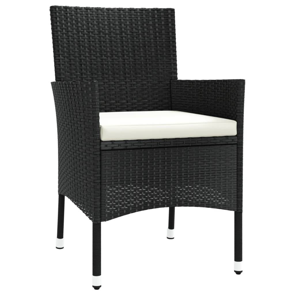 vidaXL Gartenstühle mit Kissen 4 Stk. Schwarz Poly Rattan (nur UK/IE/FI/NO)