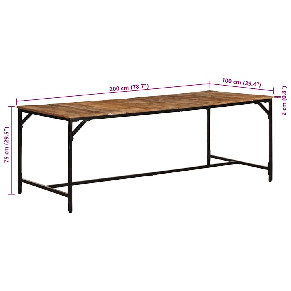 vidaXL Esstisch 200x100x75 cm Raues Massivholz Mango