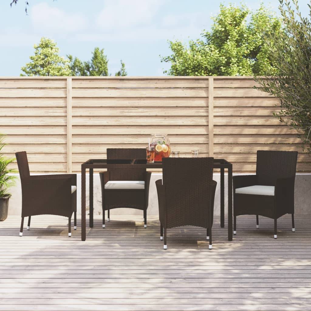 vidaXL Gartenstühle mit Kissen 4 Stk. Braun Poly Rattan (nur UK/IE/FI/NO)