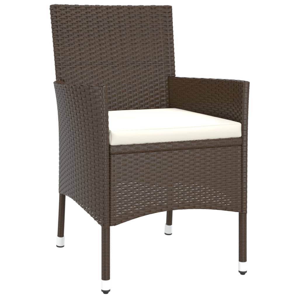 vidaXL Gartenstühle mit Kissen 4 Stk. Braun Poly Rattan (nur UK/IE/FI/NO)