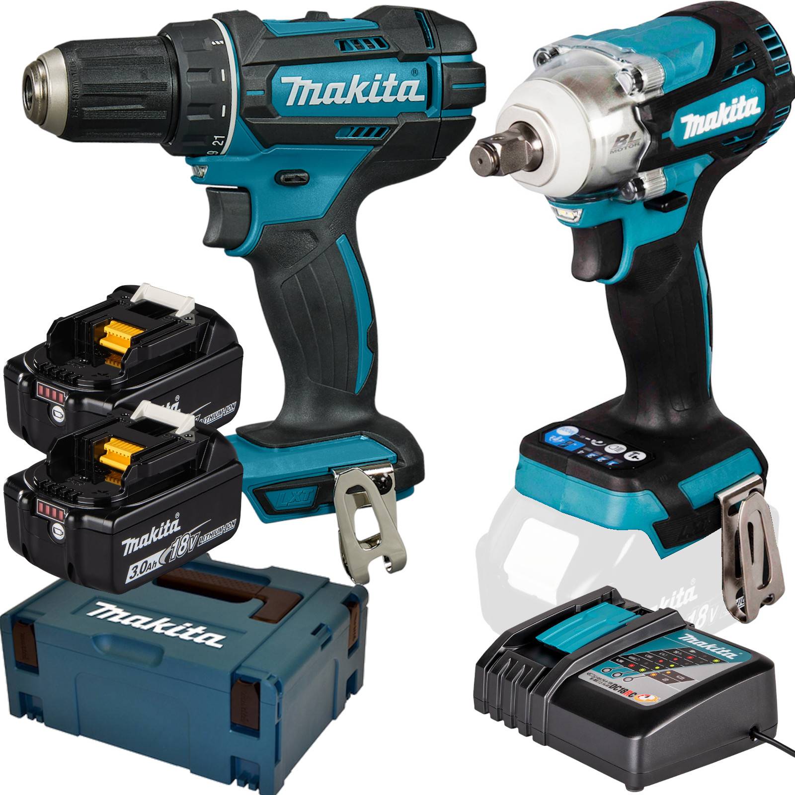 Makita Akku-Combo Set 18V Bohrschrauber DDF482 Schlagschrauber DTW300