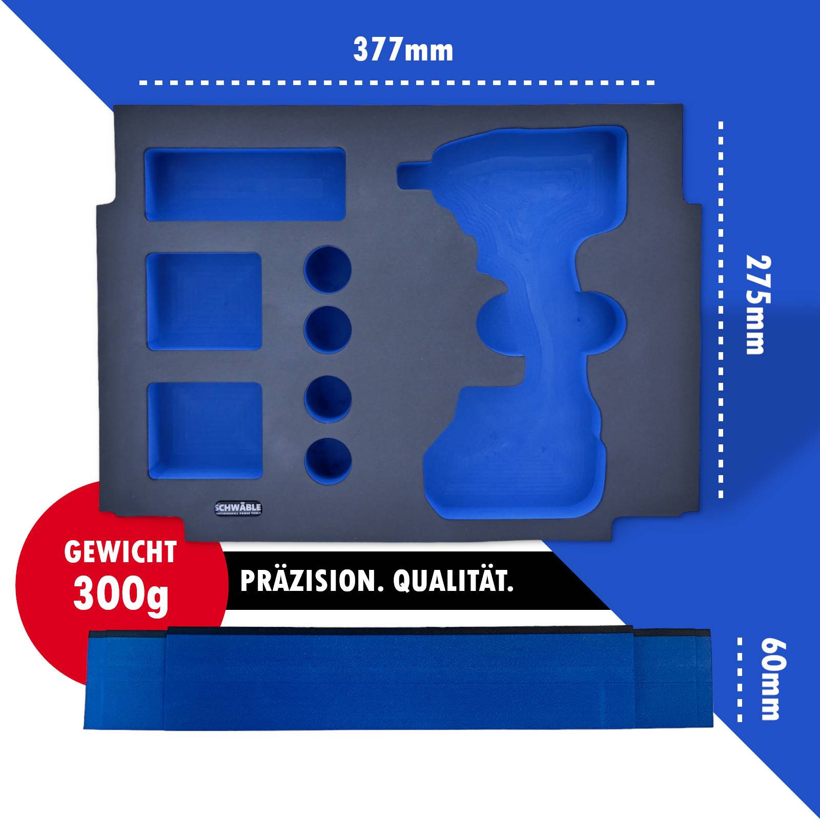SCHWÄBLE® Schaumeinlage Schaumstoffeinlage für Makita Schlagschrauber DTW300 301