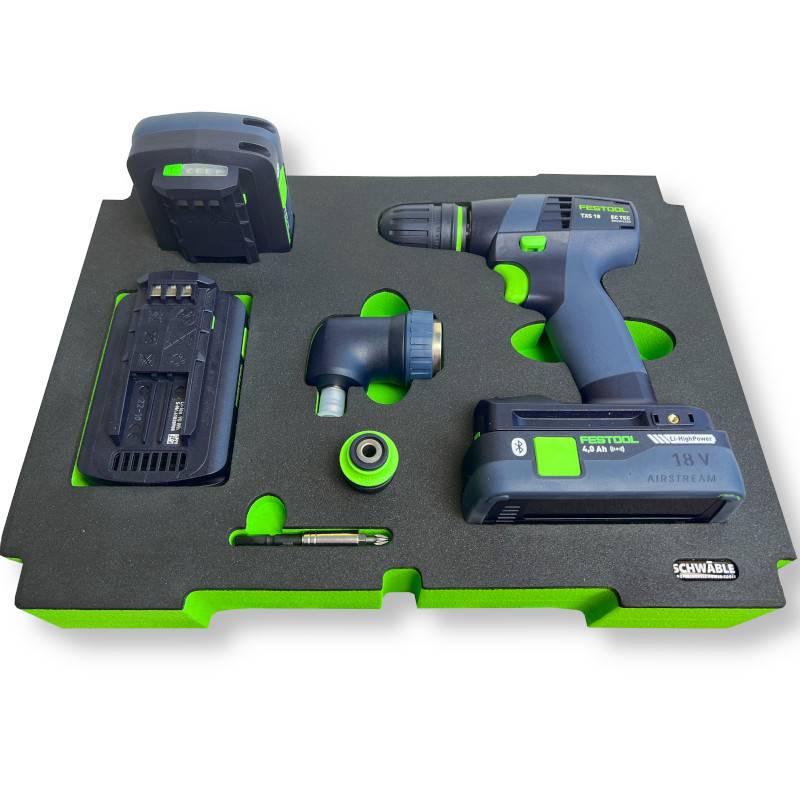 SCHWÄBLE® Schaumeinlage Schaumstoffeinlage für Festool Akku-Bohrschrauber TXS18