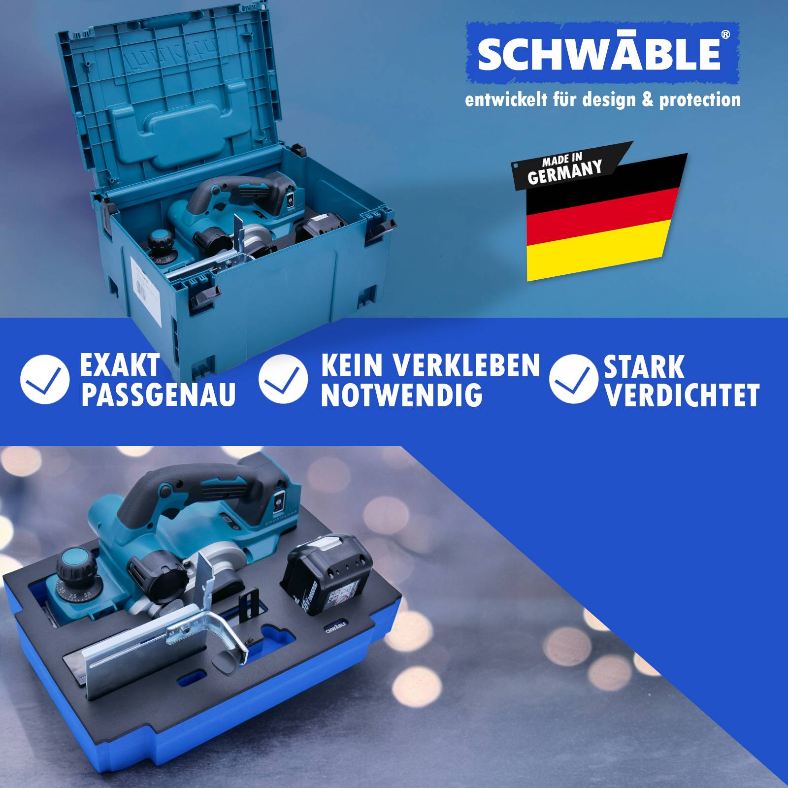 SCHWÄBLE® Schaumeinlage Schaumstoffeinlage für Makita Hobelmaschine DKP181