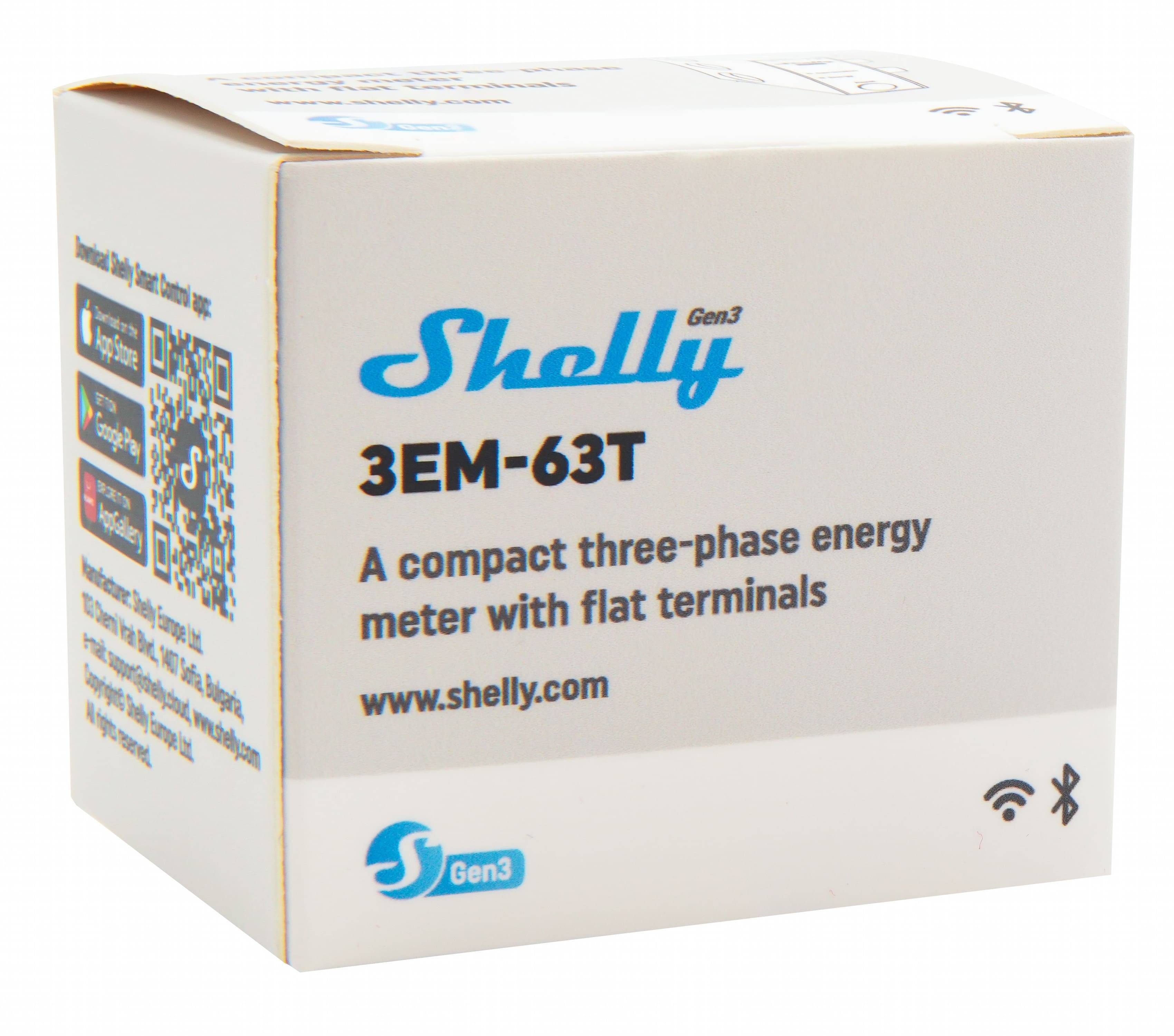SHELLY WLAN-Stromzähler 3EM-63T Gen3, weiß