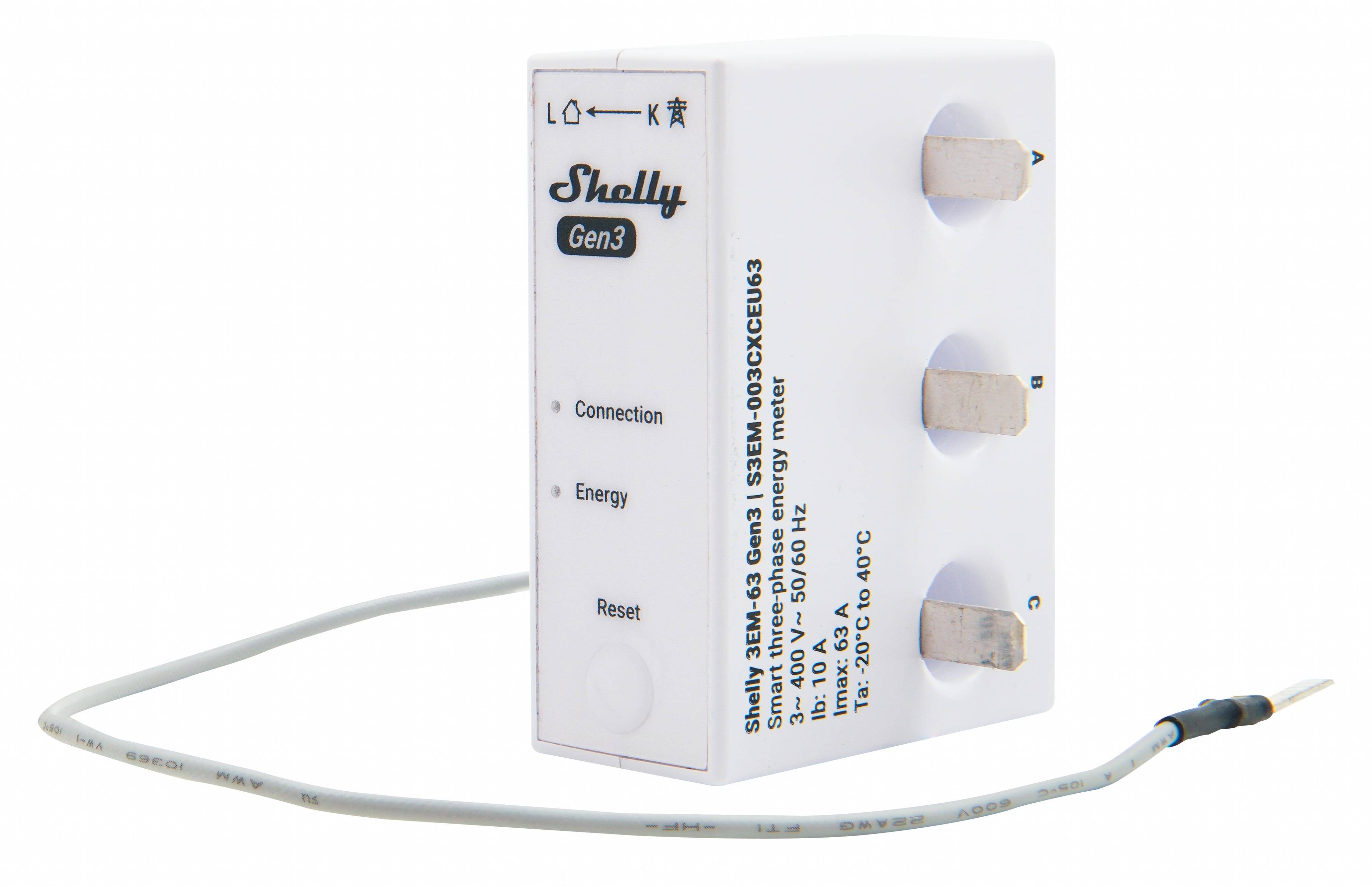 SHELLY WLAN-Stromzähler 3EM-63T Gen3, weiß