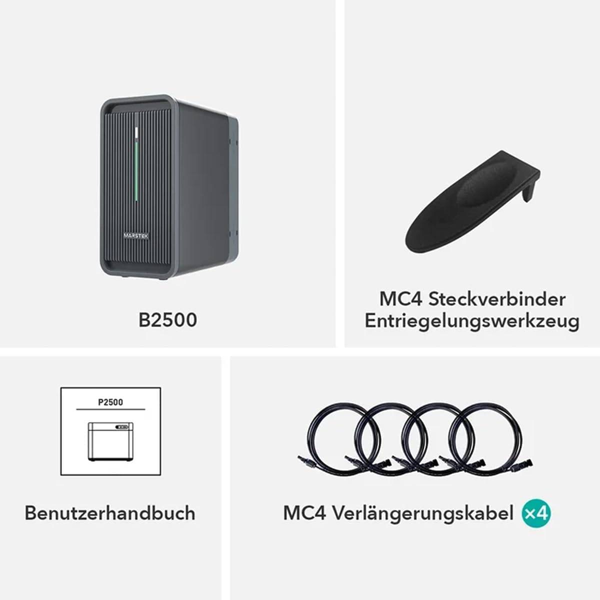 Marstek B2500 Speicher 2240Wh für Balkonkraftwerke, LiFePO4 Akku 6000 Ladezyklen, Erweiterbar, Einfache Installation, IP