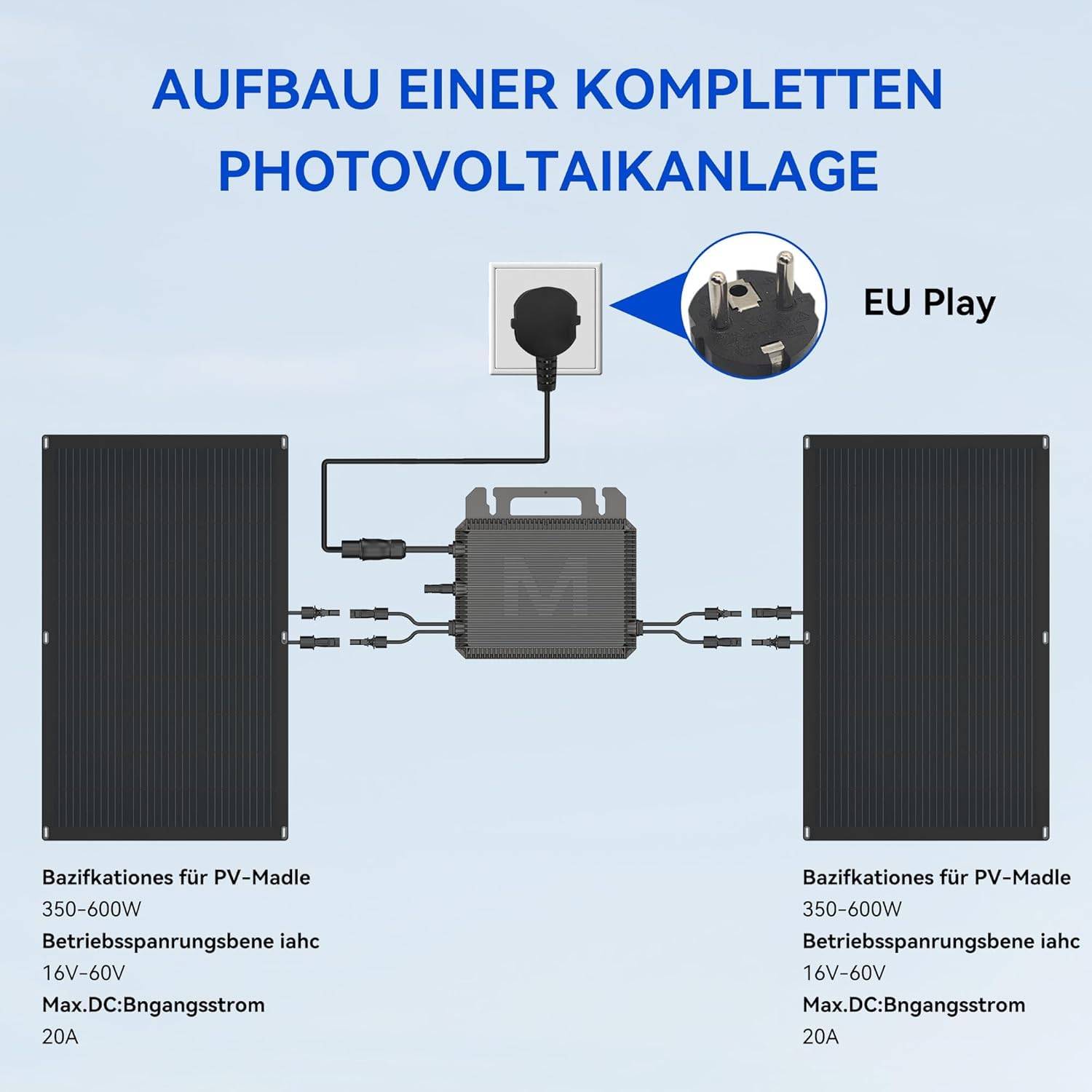 800W Marstek Micro - Inverter for Solar Modules: WiFi & Bluetooth Enabled, IP67 Waterproof, MPPT, App - Driven Plug
