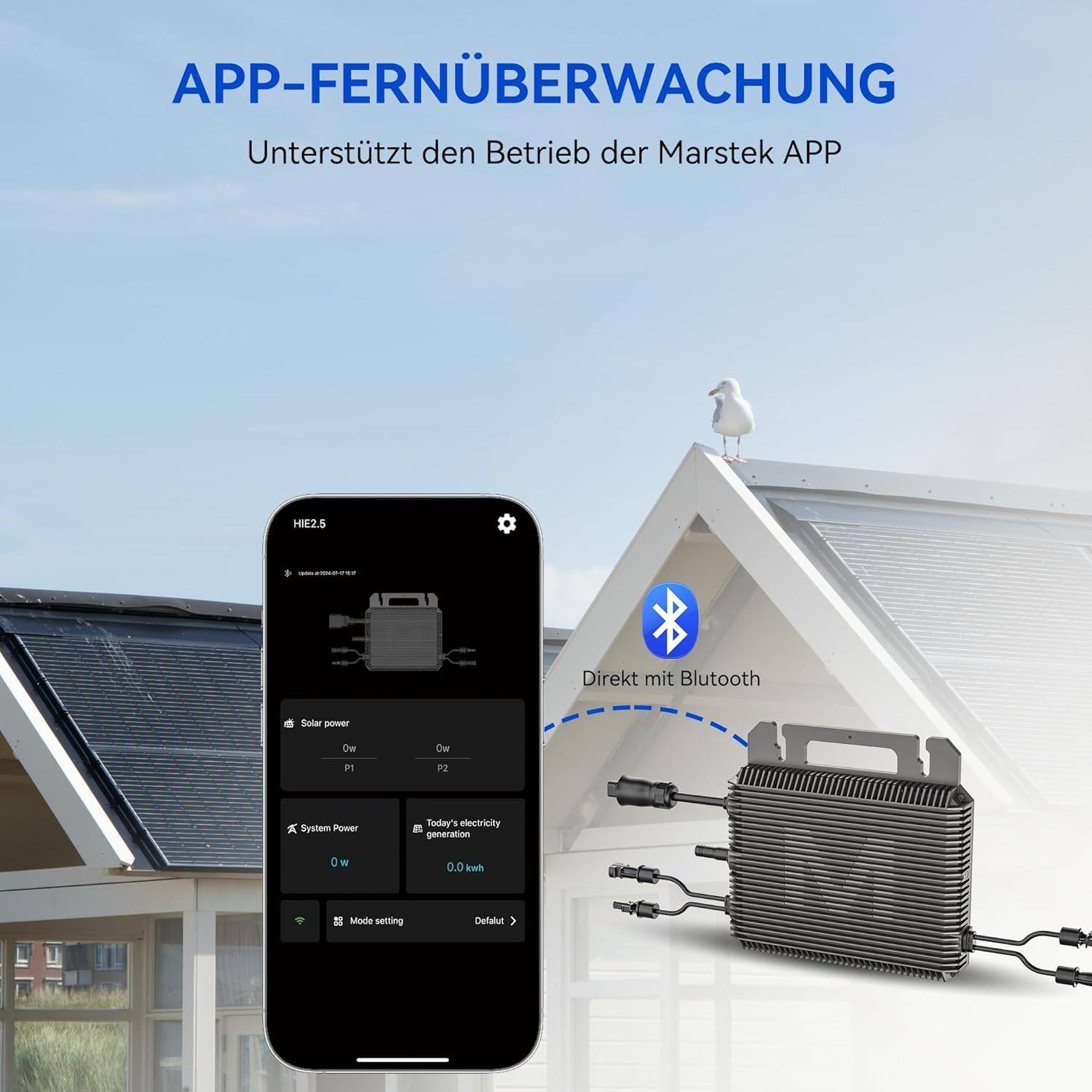 800W Marstek Micro - Inverter for Solar Modules: WiFi & Bluetooth Enabled, IP67 Waterproof, MPPT, App - Driven Plug
