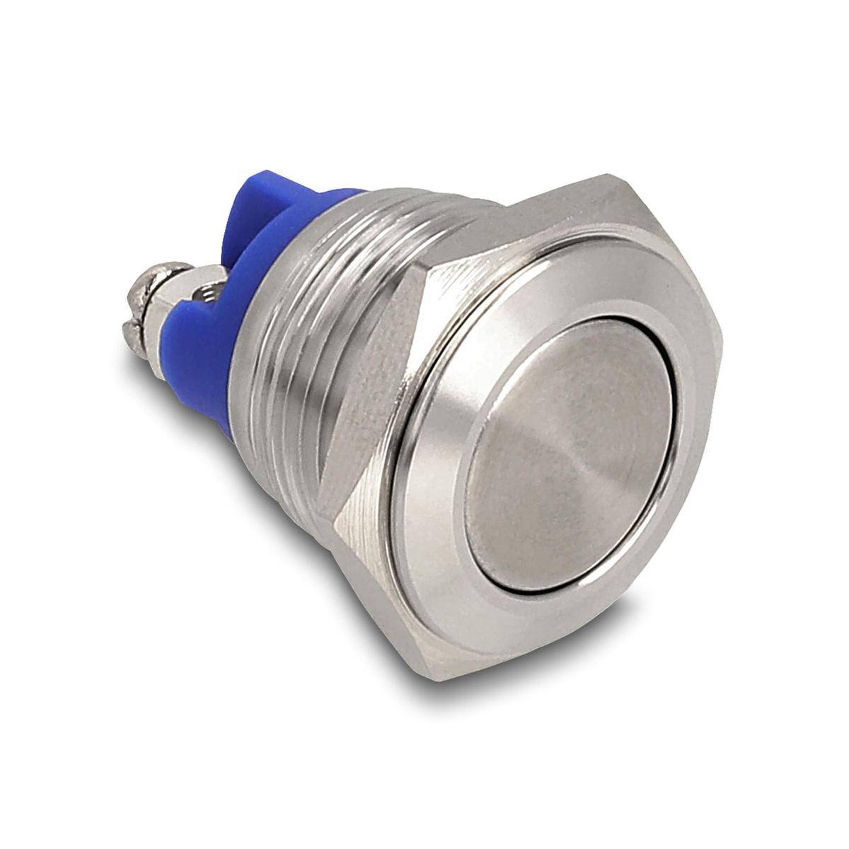 Delock Drucktaster zum Einbau 16 mm 2 x Schraubklemme Taster flach