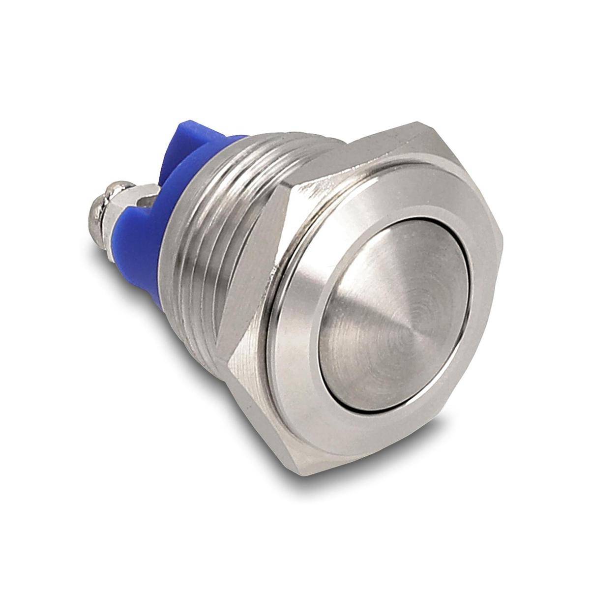 Delock Drucktaster zum Einbau 16 mm 2 x Schraubklemme Taster gewölbt