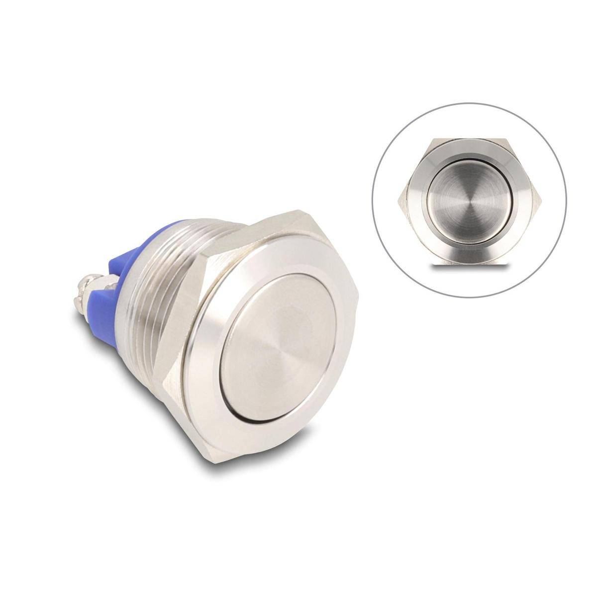 Delock Drucktaster zum Einbau 19 mm 2 x Schraubklemme Taster flach