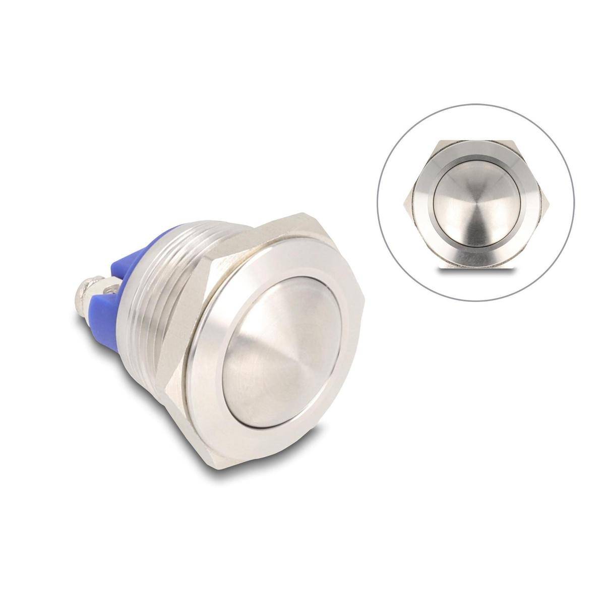 Delock Drucktaster zum Einbau 19 mm 2 x Schraubklemme Taster gewölbt