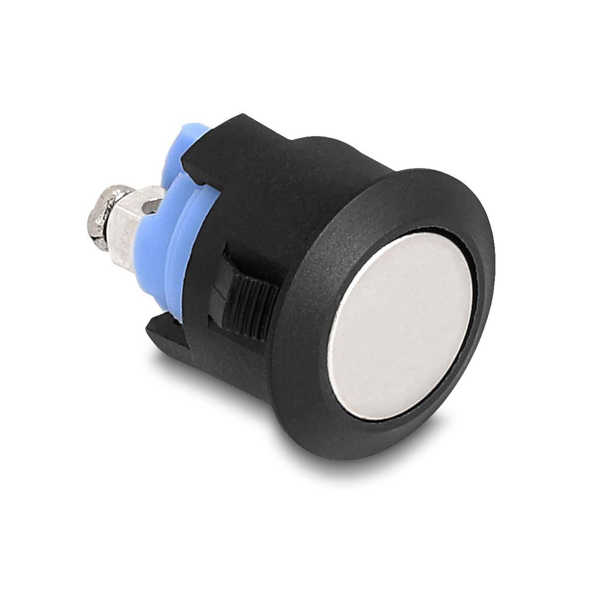 Delock Drucktaster zum Einbau 16 mm 2 x Schraubklemme Taster flach Kunststoff Sn