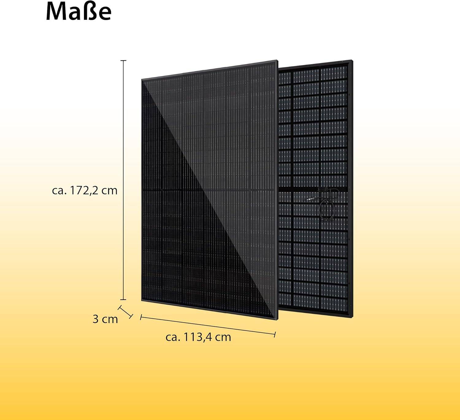 Balkonkraftwerk leistungsstarkes Solaranlage Set mit 2 Modulen Bifazial Full-Black