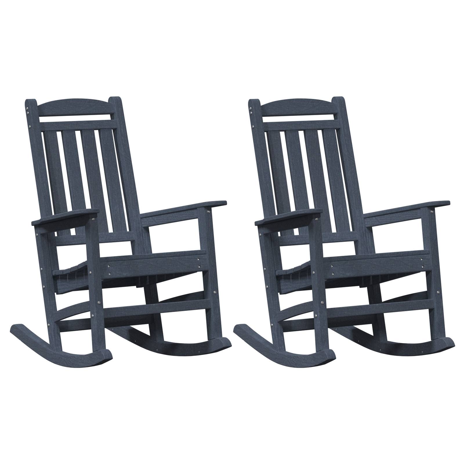 vidaXL Garten Schaukelstühle 2 Stk Marineblau 70x92x107.5 cm HDPE