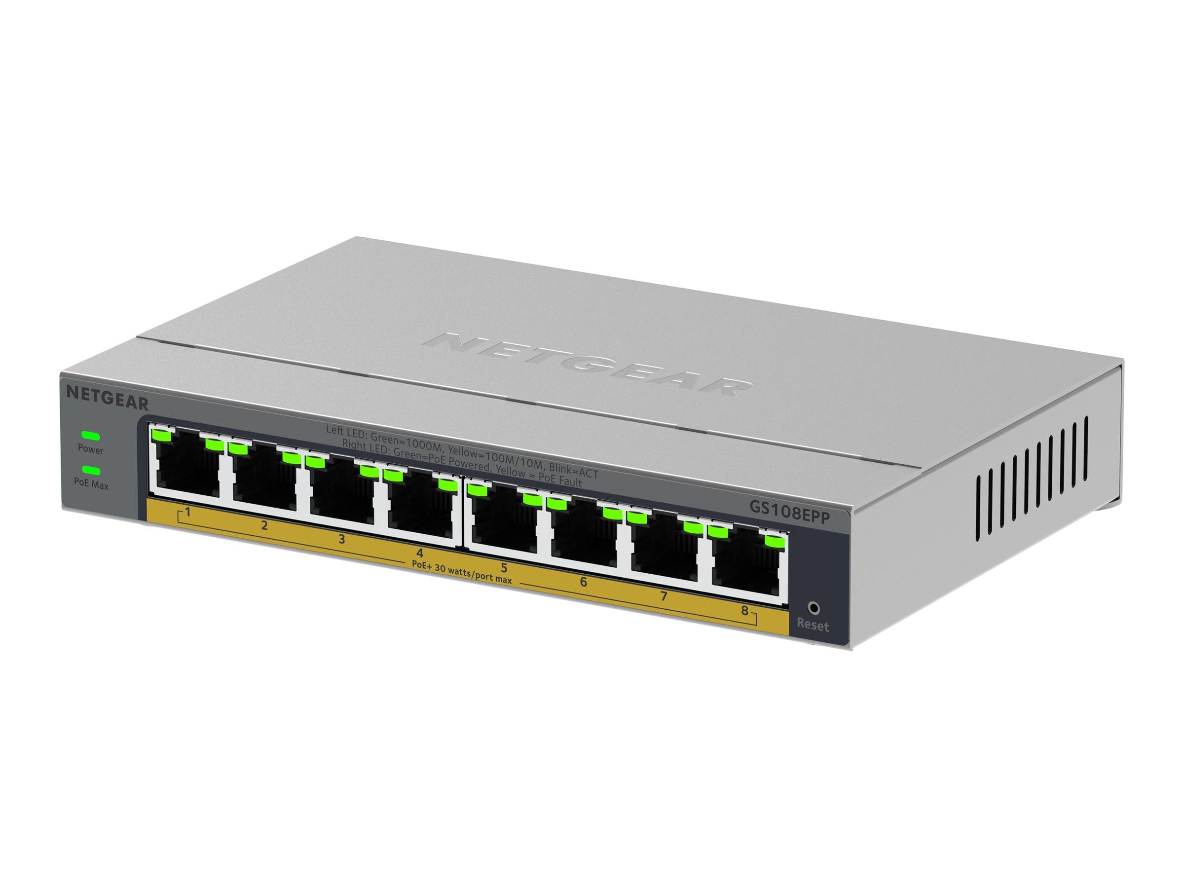 NETGEAR 8PT GB PLUS Switch W/ POE+ GS108EPP