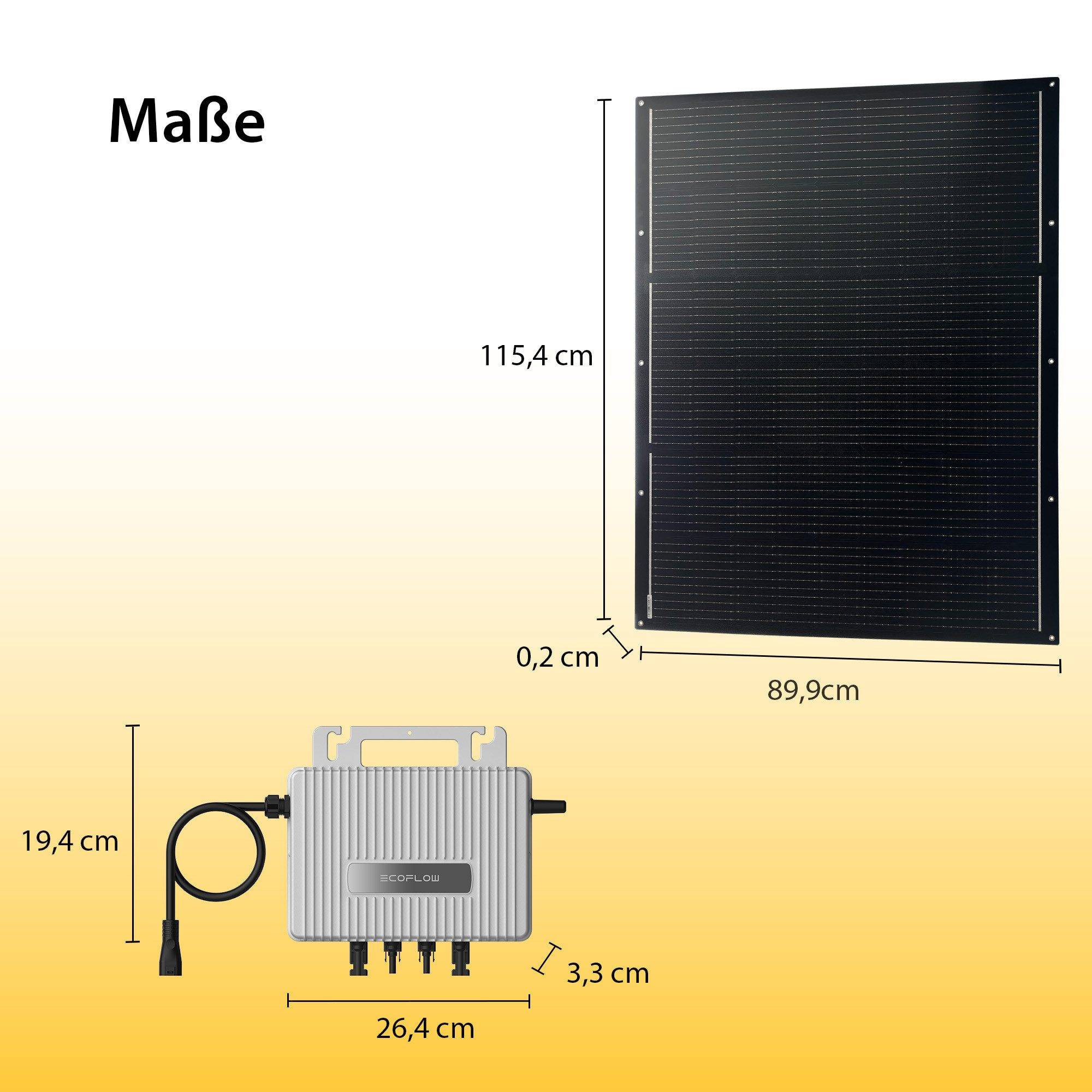Balkonkraftwerk flexibles Solaranlage Komplettset ultraleicht mit Wechselrichter