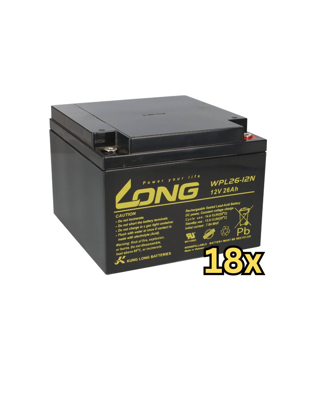18x USV Akku WPL26-12N 12V 26Ah