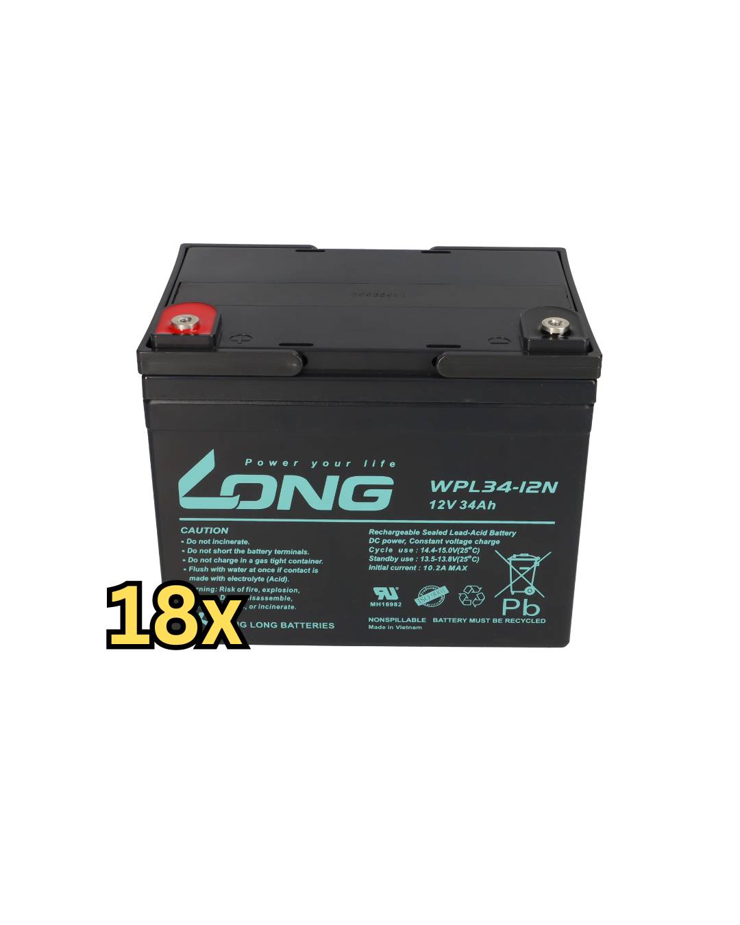 18x USV Akku WPL34-12N 12V 34Ah