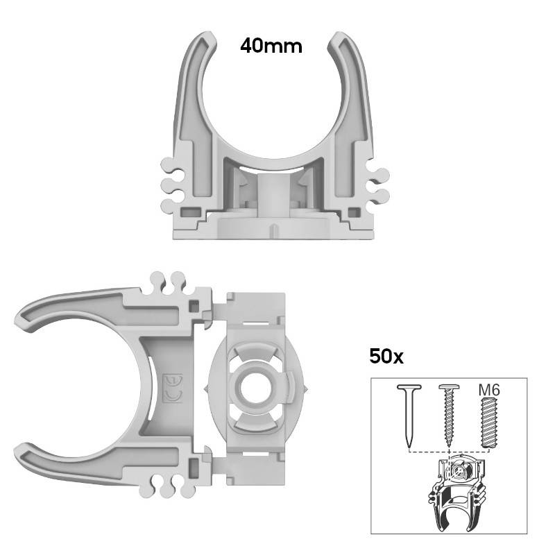 Bosch Elektriker Befestigungsteile 18V Akku-Nagler GNB18-38 40 mit E-Mundstück Rohrclip 40mm - 50x