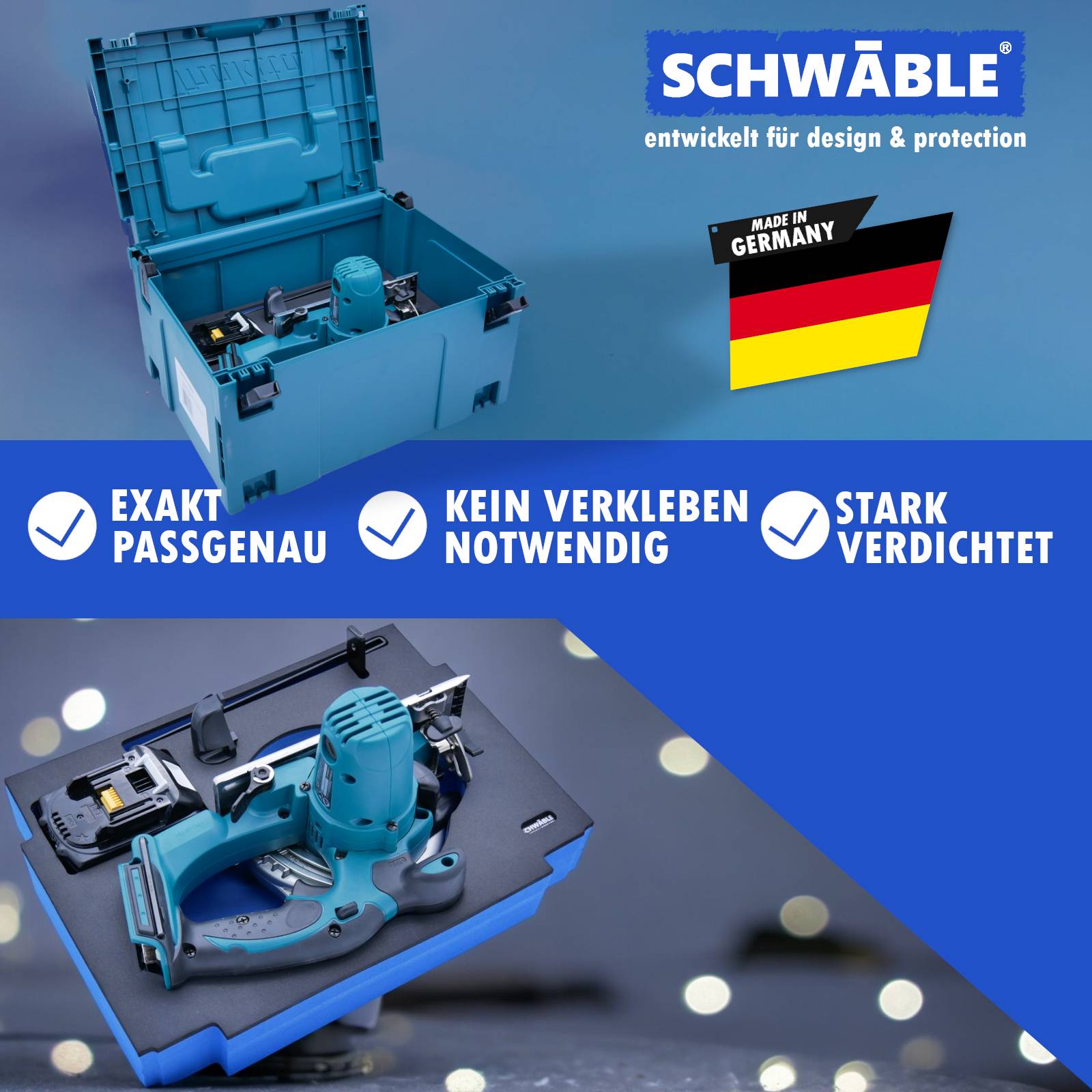 SCHWÄBLE® Schaumeinlage Schaumstoffeinlage für Makita Akku-Handkreissäge DSS501