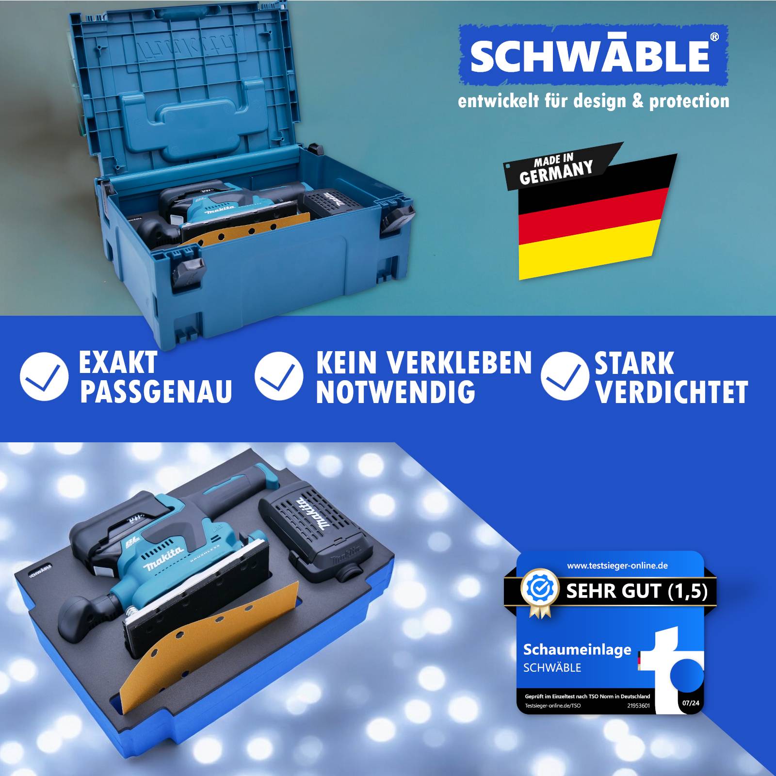 SCHWÄBLE Schaumeinlage Schaumstoffeinlage f. Makita Akku-Schwingschleifer DBO380