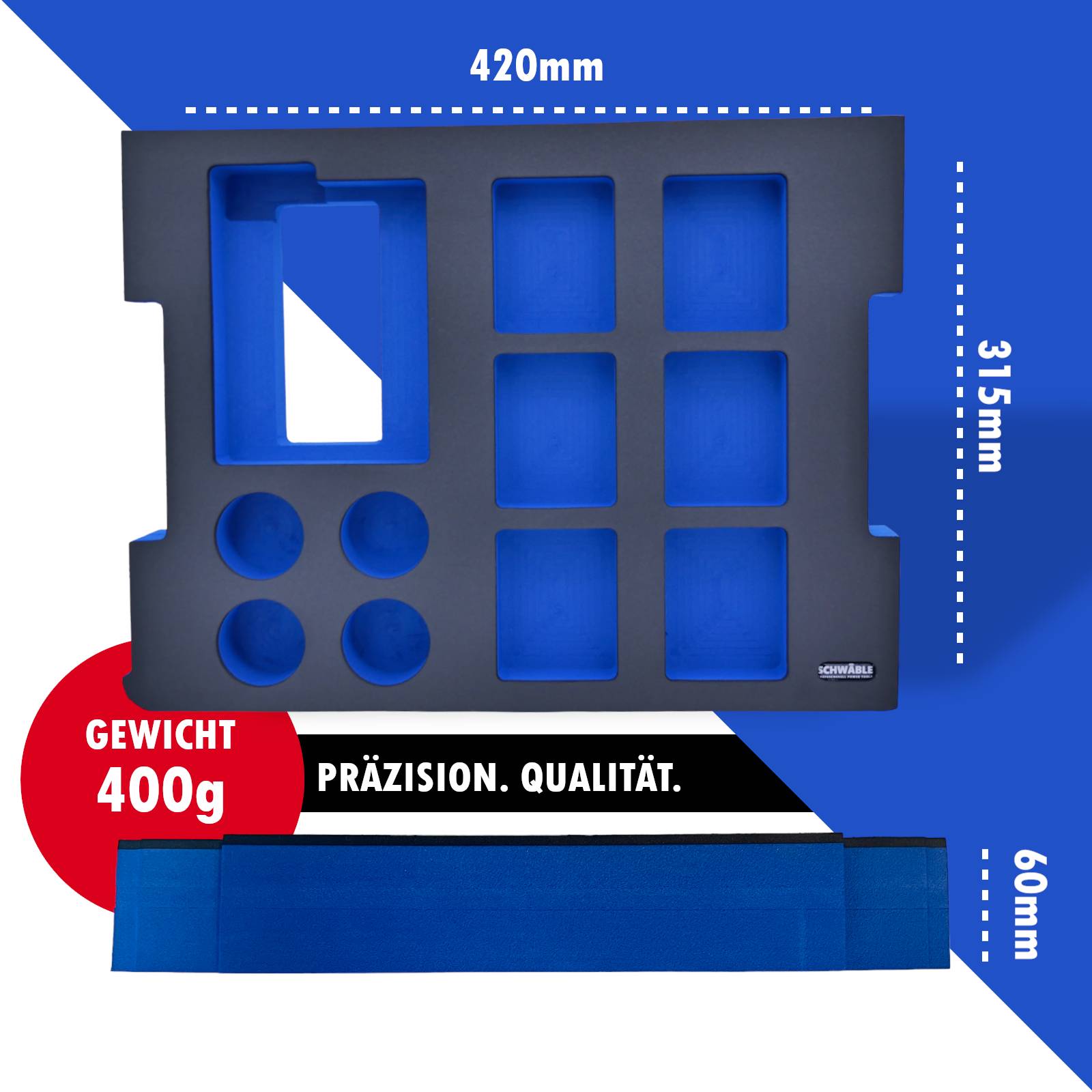 SCHWÄBLE® Schaumeinlage Schaumstoffeinlage f Bosch Akku-Starter-Set 12V GAL12-40