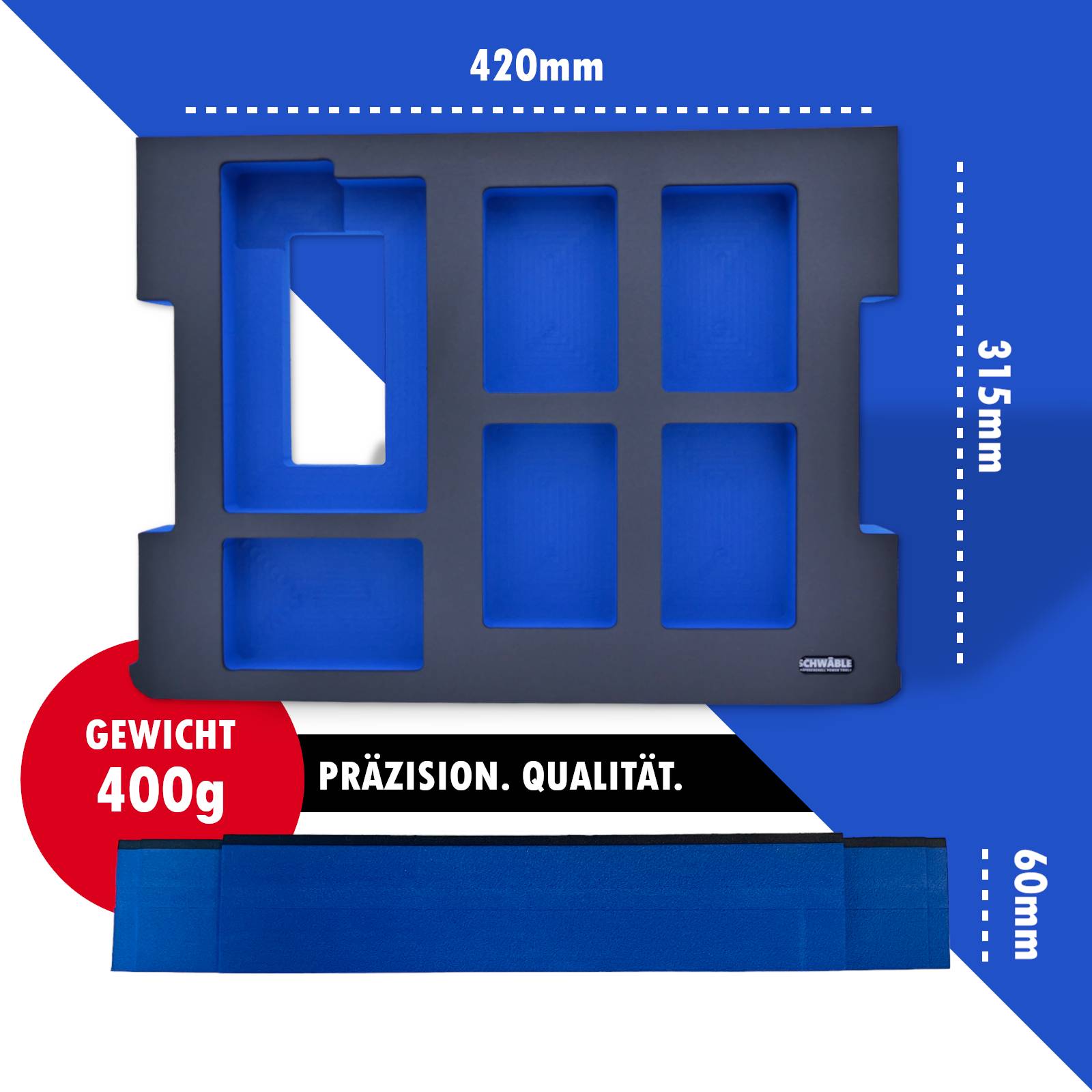 SCHWÄBLE® Schaumeinlage Schaumstoffeinlage für Bosch Akku-Starter-Set GAL18V-160