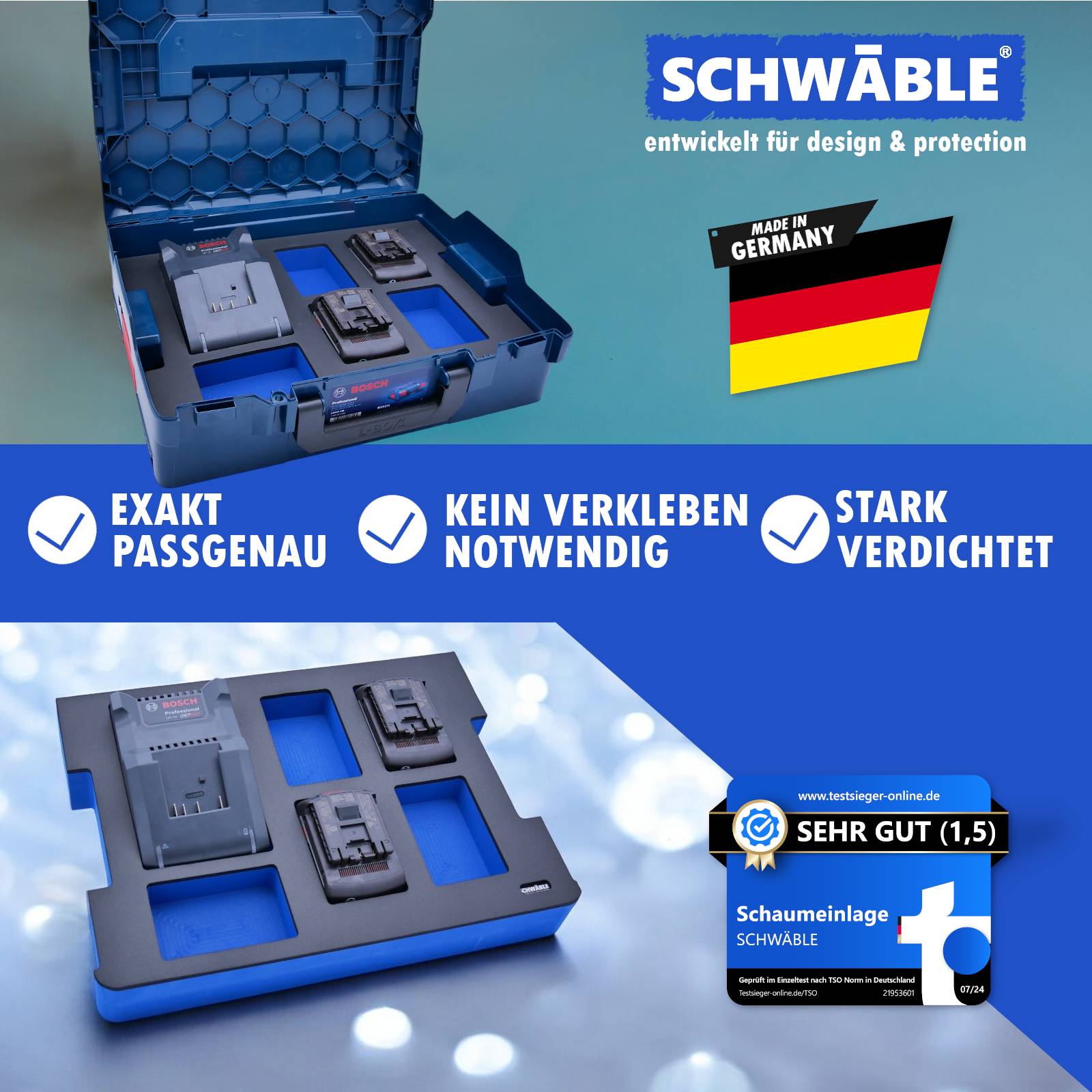 SCHWÄBLE® Schaumeinlage Schaumstoffeinlage Bosch Akku-Starter-Set GAL18-40 4-5Ah