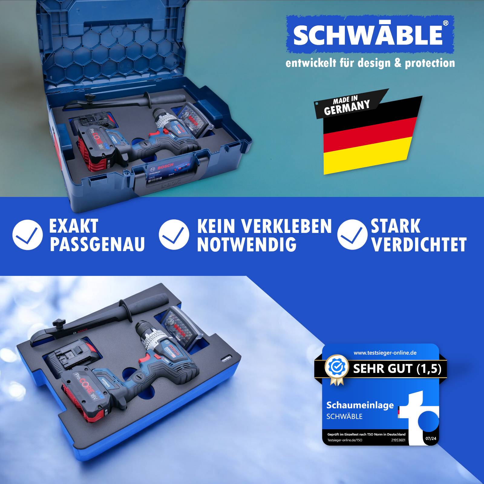 SCHWÄBLE Schaumeinlage Schaumstoffeinlage Bosch Akku-Schlagschrauber GSR18V-150