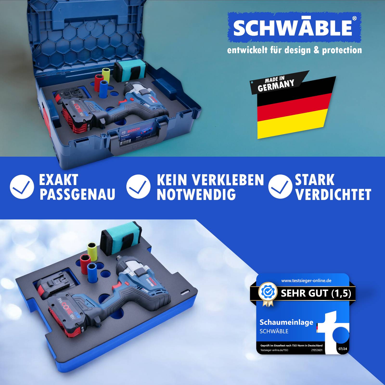 SCHWÄBLE Schaumeinlage Schaumstoffeinlage Bosch Akku-Schlagschrauber GDS18V-1000