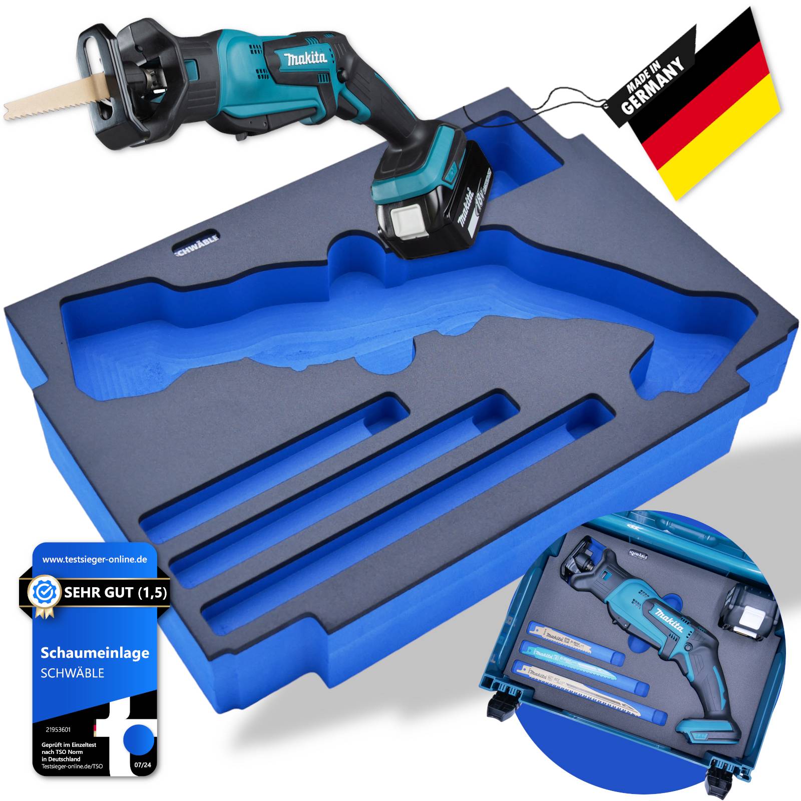 SCHWÄBLE® Schaumeinlage Schaumstoffeinlage für Makita Akku-Säbelsäge DJR183
